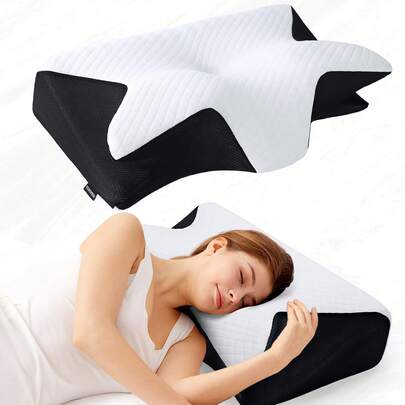 YUNDISSI Almohada de cuello de espuma de memoria, 1 pieza Almohada de soporte de cuello suave y cómoda, cojín de descanso para el cuello para dormir, almohada para dormir, almohada de cuello suave