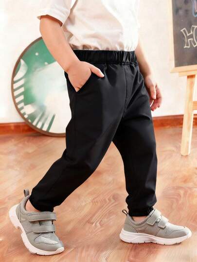 1 chiếc quần dài đơn giản, màu trơn, dáng rộng, có túi, thích hợp cho bé trai, mặc ở nhà, ngoài trời, cắm trại, mùa xuân, hè, thu, đông.