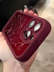 Estuche para teléfono con diseño de lazo elegante Compatible con estuches para teléfonos   17  16 Pro Max  15 Pro Max  13 y  12 Estuche para teléfono de TPU de cobertura total a prueba de golpes engrosado Una opción elegante para familiares, amigos, seres queridos, novios/novias y regalos de Año Nuevo - Burdeos - Ver 5