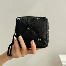 Vadderad rosett sminkväska, resenecessär, läppstiftspåse multifunktionell förvaringspåse för bindor - Multifärgad - Visa 7