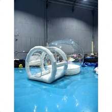 Casa inflable de burbujas de 10 pies con fondo de rebote casa de globos de burbujas con soplador de aire y bomba de aire cúpula inflable para fiesta - Transparente - Ver 4