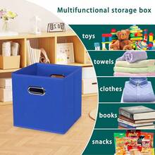 Black Foldable Storage Cubes Bins, Fabric Storage Box Cubes Organizer Baskets With Dual Handles For Home Organizer,Set Of 3,(Dark Blue) - DarkBlue - View 4