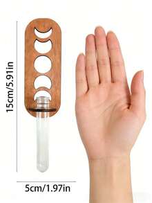 1个波西米亚新月形木质空心花瓶，悬挂式塑料管植物架，适用于水培和扦插，易于安装，四季皆宜，波西米亚简约透明水培绿玫瑰植物家居装饰 - 适用于卧室、客厅、走廊、婴儿房、厨房、办公室和小屋（随机管型） - 彩色 - 查看 8