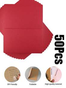 3/10/20/50张装DIY圆角折叠贺卡 - 19.7x14.8厘米/7.75x5.8英寸，空白可涂鸦。提供珠光纸、牛皮纸和纯色卡纸材质。适用于生日、婚礼、感谢活动和日常通信。