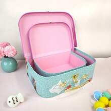 2pcs Pink Cherry Design Creative Capacity Plaid Paper Storage Gift Box, Girly Pink Multi-Pattern Layered Jewelry Toy Storage Box, Ideal Birthday Wedding Gift - Multicolor - View 7