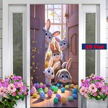 1 bucată, lățime cu mesajul "Paște fericit" și "Bun venit" - pânză pentru banner 2D, perdea de ușă, banner de perete și aranjamente pentru ferestre pentru camera porții și diverse scene din care puteți alege.