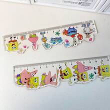 1支可爱卡通尺，透明尺身，大星星图案，心形学生测量绘图尺，款式随机，新年礼物，情人节礼物，复活节礼物