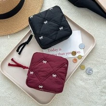 Vadderad rosett sminkväska, resenecessär, läppstiftspåse multifunktionell förvaringspåse för bindor - Multifärgad - Visa 3