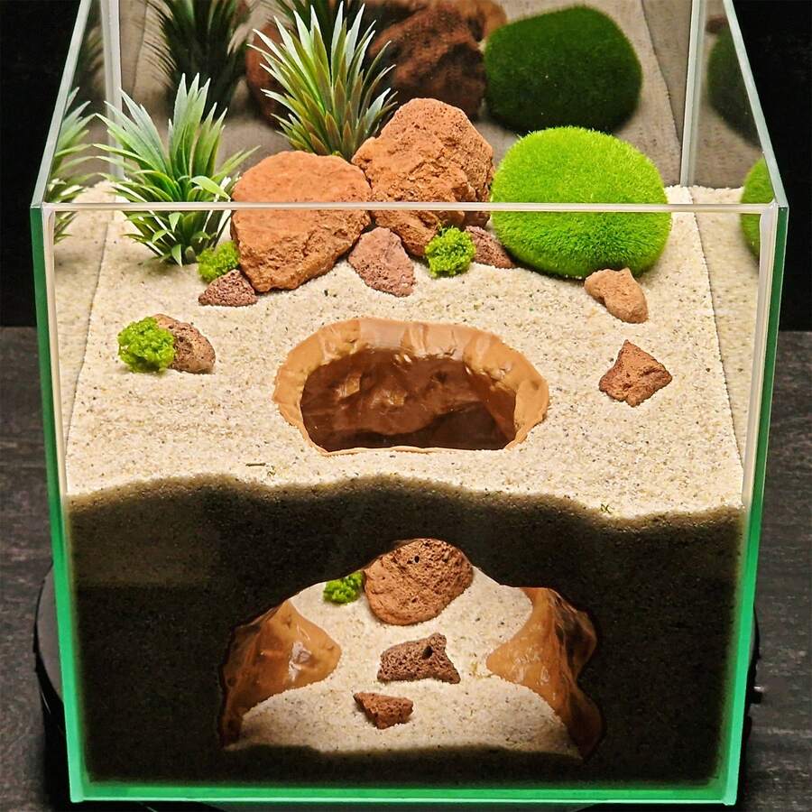 3D打印水族箱隧道洞穴装饰/模拟深陷洞穴景观装饰，适用于鱼缸，可为小型鱼类、虾类、乌龟、两栖动物提供躲藏处 - A - 查看 1