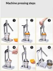 Stainless Steel Manual Juicer - Suitable For Commercial And Home Use, Sturdy Structure, Easy To Clean, No Power Needed, Suitable For Oranges, Grapefruits, Lemons, Apples, Berries, Vegetables - Ideal Choice For Restaurants And Home Kitchens