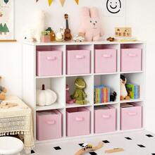 Cube Storage Bins, 11 Inch Storage Cube Organizer, Collapsible Fabric Storage Cubes With Handle, Decorative Cube Storage Organizer For Shelves, Closet, Pink, 8-Pack - 粉紅色8件裝 - 查看 2