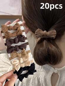 20/10/5/1pcs Set Chinese Style Red Bow Hair Scrunchies, Elastic Hair Ties, New Year Ponytail Hair Accessories ,Hair Rubber Bands ,Hair Rope Head Accessories - Multicolor - View 2