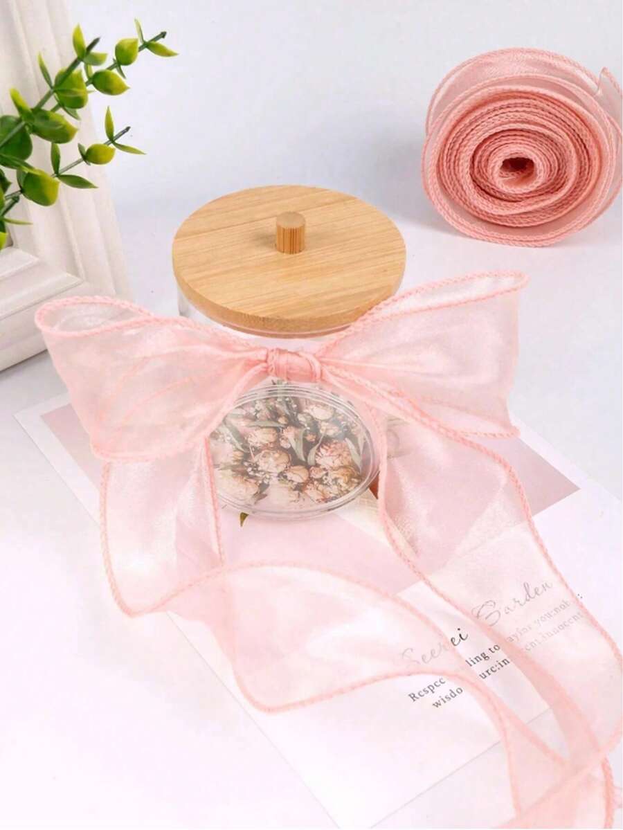 1pc/2pcs/4pcs/6pcs Semi-Transparent Organza Ribbon Rolls With Scalloped Edges, For Flower Bouquets, Gift Wrapping, Cake Decorations, Weddings, Decorative Bows And Ribbons, Suitable For Holiday Parties