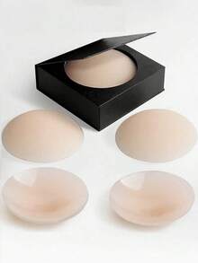 2pcs Premium Packaging Reusable Silicone Nipple Cover Boob Pads, Non-Adhesive Washable Nipple Pasties Women, Suitable Wedding Dress, Backless Dress, Photography, Evening Gown, Party Accessories 5INF - Màu be - Xem 1