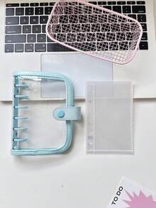 1本A7 PU皮革装订透明活页夹，A7可替换内芯笔记本，替换内芯，贴纸垫，透明贴纸簿，贴纸册，照片收纳套，计划本，预算笔记本，日记本，记事本，办公用品 - 彩色 - 查看 11