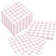 25片/50片/75片/150片/200片/300片/組 柔軟2層方格雲朵粉色格子餐巾紙，未摺疊 24cm*24cm，適用於：婚禮、茶會、生日派對裝飾餐巾紙、派對裝飾、派對用品、節日裝飾、節日用品 - 彩色 - 查看 1
