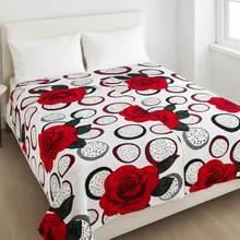 Double Bed Soft Microfiber Blanket With Print, 2.00x1.80m, Soft, Comfortable And Cozy Touch, Beautiful Print Options - Thanh long/Hoa đỏ - Xem 3