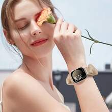 1pc Sheer Elegant Stretchy Scrunchie Band, Compatible With Apple Watch Band 49/45/44/42/41/40/38mm, Compatible With IWatch Series Ultra/SE/8/7/6/5/4/3/2/1 - Rust Brown - View 5