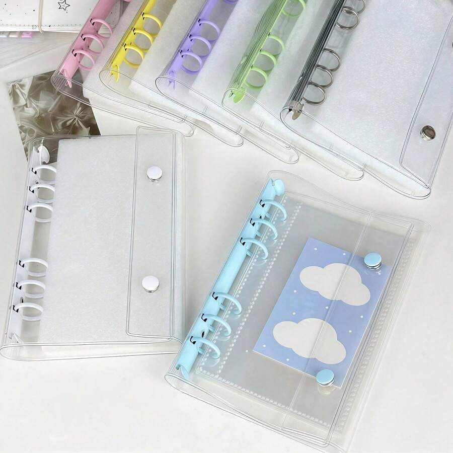 1pc A7 Size Portable Transparent Loose Leaf Binder, Can Be Used As Transparent Sticker Book, Sticker Album, Photo Storage Bag, Photo Album, Budget Planner, Diary, Notebook, Office Supplies - Multicolor - View 1