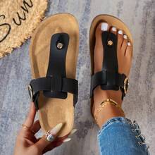 Damen Flip Flops mit dicker Sohle, vielseitig einsetzbar, bequeme Outdoor-Straßen-Strand-Zehentrenner - Schwarz - Übersicht 9