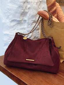Autumn/Winter Fashion Retro Faux Suede Women's Shoulder Bag, Chic Chain Strap Flap Magnetic Closure Square Bag, European & American Handbag Suitable For Daily, Commuting, Dating, Shopping, Large Capacity Shoulder/Messenger Bag - Multicolor - View 15