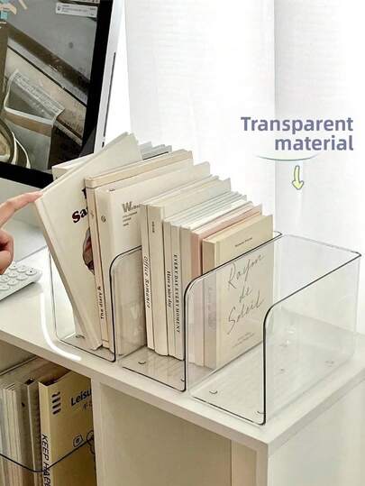 1/2ชิ้น ที่ใส่แม็กกาซีนแบบใส, ที่จัดระเบียบจดหมาย, ชั้นวางหนังสือตั้งโต๊ะ, ที่ใส่แฟ้มเอกสารแบบใส, ที่ใส่กระดาษ, ที่วางหนังสือ/แล็ปท็อป, ที่จัดระเบียบที่ใส่หนังสือพลาสติกแบบมีหลายช่อง - ที่ใส่แฟ้มเอกสารแบบใสสำหรับสำนักงาน, บ้าน, ของตกแต่งชั้นหนังสือ