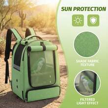IISVGE Rucksack-Transportbox für Vögel (geeignet für kleine bis mittlere Vögel: Wellensittiche/Nymphensittiche/Unzertrennliche) - atmungsaktiv belüftet, Freihände-Outdoor-Reisekäfig mit Sonnenschutz, Anti-Pickmaschengewebe, leicht zu reinigendes Design, verstellbare Träger. Ideal für Abenteuerreisen/Tierarztbesuche. Haustier-Handtasche. Valentinstag Geschenk. - Verschiedenfarbig - Übersicht 2