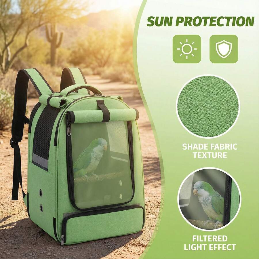 IISVGE Rucksack-Transportbox für Vögel (geeignet für kleine bis mittlere Vögel: Wellensittiche/Nymphensittiche/Unzertrennliche) - atmungsaktiv belüftet, Freihände-Outdoor-Reisekäfig mit Sonnenschutz, Anti-Pickmaschengewebe, leicht zu reinigendes Design, verstellbare Träger. Ideal für Abenteuerreisen/Tierarztbesuche. Haustier-Handtasche. Valentinstag Geschenk.