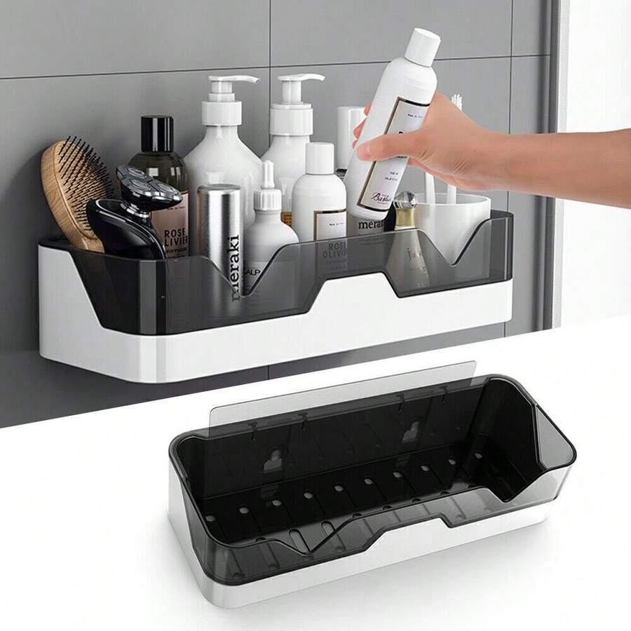 Self Adhesive Bathroom Shower Caddy Shelf Rack Storage Organiser + Wall Sticker - Multicolor - View 1