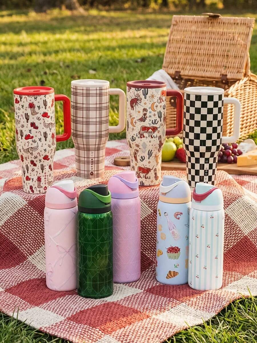 Hydro Jug Traveler 40oz / 32oz Espresso, Cherry, Rodeo, Autumn Checkers, Pink Gingham, Blair, Stella,Etc. Multiple Style Options. Triple-Wall Insulated Stainless Steel With Straw Cup. The Pattern Is Exquisite. Flip-Straw, 24 Hours Cold, Completely Leak-Proof. Suitable For Camping, Work, Indoor Use. Suitable For Water, Iced Tea Or Coffee, Ice Drinks , Hot Drinks, Juice. It Is Also Very Suitable To Be Given As A Gifts. ( 1183 Ml / 945 Ml ) - 40oz/1183ml - 查看 1