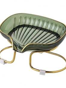 Luxury Acrylic Sink Soap Dish With Self-Draining Metal Holder For Bathroom And Washbasin - Cor Aleatória - Ver 8