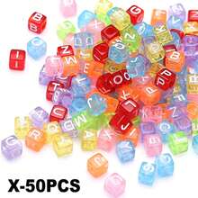 50pcs 6mm Transparent Acrylic Square Letter Beads, A To Z Alphabet Cube Beads For DIY Jewelry Making Bracelet Necklace Keychain - Transparent Square Letter Beads - View 32