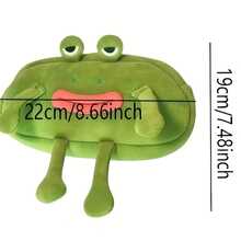 Cute Frog Plush Pencil Case - Large Capacity School And Office Storage Organizer With Vivid Eyes, Green Frog Design, Durable Fabric, Perfect For Back-To-School Essentials - Frog Bag - View 4