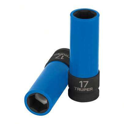 KIT 2 PZ-Dado largo impacto prot. plást. 17 mm, 6 puntas, cuadro 1/2'
