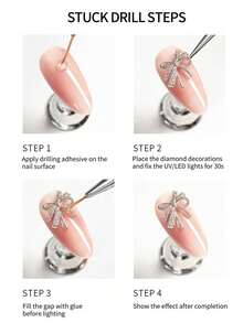 SANRIO 90件/套卡通美甲装饰，9种款式合金蝴蝶结和小猫设计美甲饰品DIY迷你水钻平面贴纸 - 彩色 - 查看 7