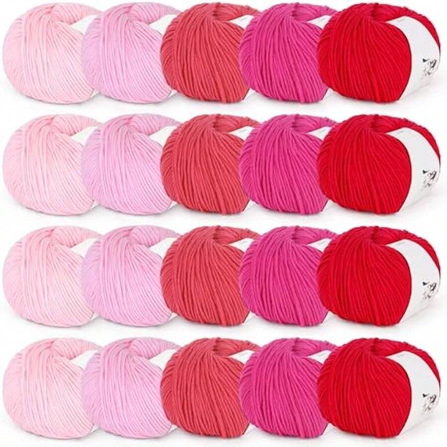 20 Skeins Cotton Yarn For Crocheting-55% Cotton 45% Acrylic-Super Soft Milk Cotton Yarn-Great Crochet And Knitting Starter Kit For Colorful Craft (Color C) - Color C - 查看 1