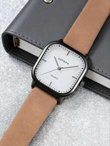 3pcs/Set Retro Minimalist Men's Wrist Watch Set, Featuring Square Dial Design With Blue, Brown And Black Interchangeable Straps. The Elegant Design Makes It Suitable For Daily Commute, Casual Outings And Other Occasions.