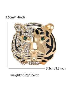 奢华水钻虎头胸针 - 动物胸针，男女通用，休闲派对饰品/朋友礼物/徽章装饰 - 老虎頭 - 查看 7