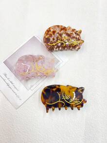 Goldene Katzen-förmige Haarspange mit Folie, süßer und stylischer Acetat Haarclip, Haaraccessoire für Frauen, Urlaubshaarclip, modischer Haarclip - Verschiedenfarbig - Übersicht 2