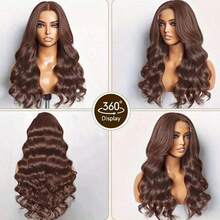 30 Inch Chocolate Brown Lace Front Wig 250 Density 13x4 HD Body Wave Human Hair Wig Pre Plucked Glueless Human Hair Lace Wig For Women With Baby Hair #4 Dark Brown Colored Human Hair Wigs Transparent Lace Frontal Wig  Brazilian Virgin Human Hair Wig For Women Natural Hairline With Baby Hair - S4 - 查看 3