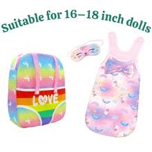 彩虹翅膀娃娃睡袋，带眼罩，适合10-14英寸娃娃、35厘米新生儿娃娃，圣诞节生日礼物，娃娃配件，不含娃娃，家居装饰