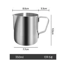 Jarra de espuma de café de acero inoxidable con boquilla afilada graduada, taza de espumador de leche, jarra de leche para arte de latte y herramientas de preparación de café - Estilo B 350 ml - Ver 8