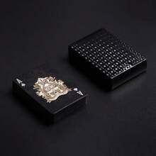 1 Paquete de Cartas de Juego a Cuadros Negras de PVC - Cartas de Póker de Plástico de Alta Calidad - Negro - Ver 1