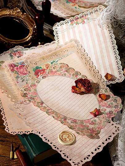 1 paquet contient 10 pièces de papier décoratif en dentelle ajourée vintage, convenant pour écrire sur du papier à lettres, le collage DIY et le papier de note. Il s'agit également d'un papier de base décoratif, convenant pour les cadeaux de fête, les matériaux de collage fait main, la planification de scrapbooking personnalisé, les fournitures scolaires créatives, les fournitures de bureau, la Saint-Valentin, la décoration de livres, le journal à puces, les fournitures pour enseignants, les arts et l'artisanat, l'emballage cadeau.