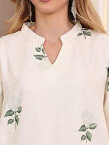 2026新款斋月传统优雅刺绣V领长袖女式连衣裙 - 黃色 - 查看 3