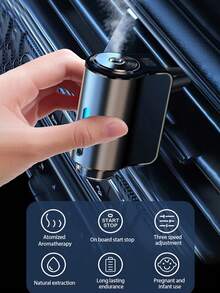 智能车载香薰机 - 三档可调香氛，含3瓶10毫升精油，可持续使用45天，170mAh可充电锂电池，男士香氛，三种模式，出风口夹，空气净化，车载配件