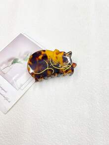 Goldene Katzen-förmige Haarspange mit Folie, süßer und stylischer Acetat Haarclip, Haaraccessoire für Frauen, Urlaubshaarclip, modischer Haarclip - Verschiedenfarbig - Übersicht 8