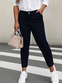 HOMEYEE Women's Plus Size Casual & Business Slim Fit Pants Spring - Royal Blue - View 9