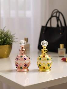 1pc New Dubai Arabian Egyptian Style 15ml Perfume Essential Oil Glass Refillable Bottle - Multicolor - View 4