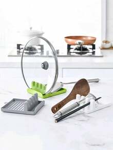 1pc Multifunctional Plastic Pot Lid Holder, Can Be Used As Ladle Rack, Utensil Rack, Pot Lid Rack, Spatula Rack, Kitchen Storage - Multicolor - View 7